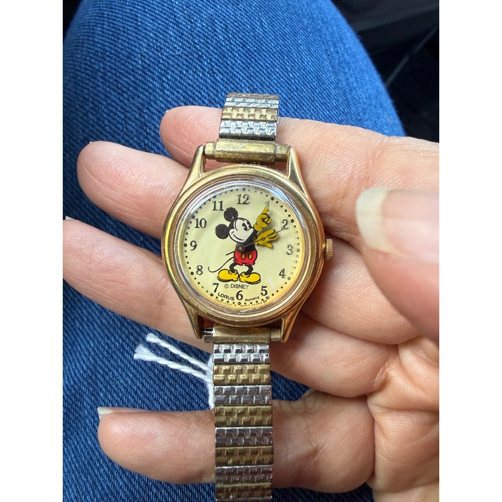 Vintage Lorus Disney Mickey Mouse Watch V515-6080 Two Tone Expansion Band